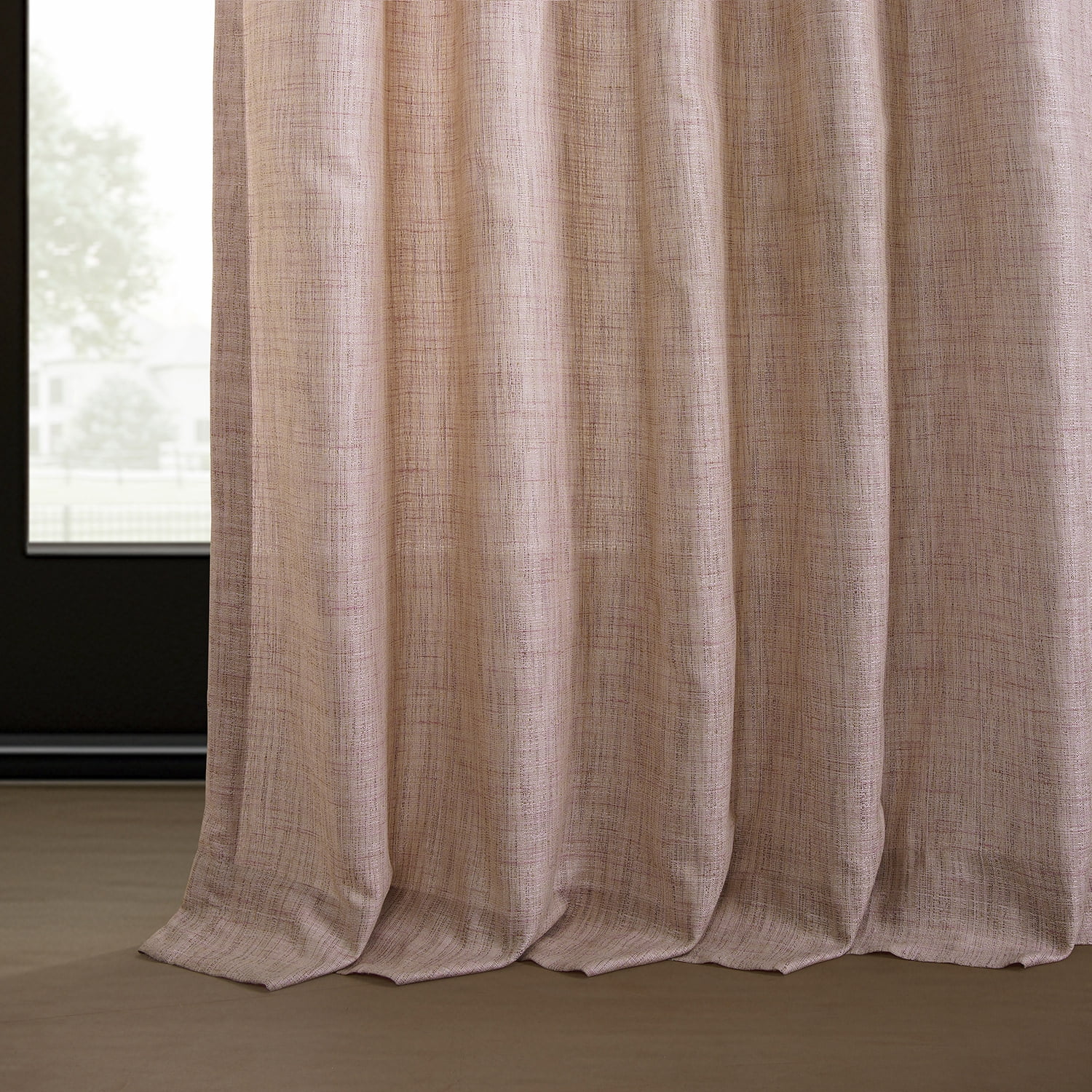 Half Price Drapes Pink Raw Linen Weave Light Filtering Curtains for Bedroom (2 Panel), 50W X 108L