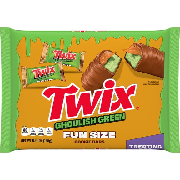 Twix Ghoulish Green Halloween Fun Size Chocolate Bars - 6.91 oz Bag