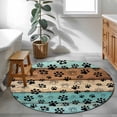 thumbnail image 5 of Aqua Brown Round Rug 3.3ft Washable Circle Entryway Rugs Non Slip Rustic Farmhouse Dog Paw Vintage Area Rug Indoor Floor Carpet for Bedroom Kitchen Living Room Home Office Dining Room Nursery, 5 of 8