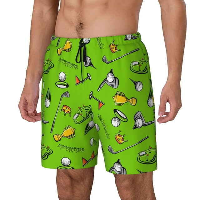 Gaeub Golf Sport Club Print Mens Swim Trunks with Compression Liner,Board Shorts Quick Dry,Beach Swimwear with Pockets-XX-Large