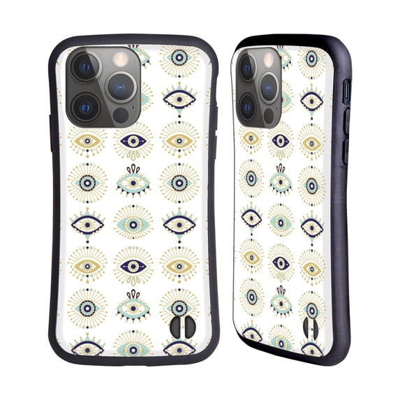 Head Case Designs Officially Licensed Cat Coquillette Linear White Evil Eyes Pattern Hybrid Case Compatible with Apple iPhone 14 Pro