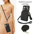 thumbnail image 2 of Fashion crossbody lanyard zipper wallet leather phone case for iPhone 16E 16 Pro Max 16Plus, Samsung S25 Ultra 25 Plus S25Edge A16 5G  wrist strap cards Solt cover, 2 of 10