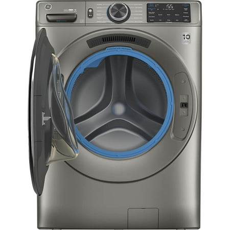 GE - 4.8 Cu Ft High-Efficiency Stackable Smart Front Load Washer w/UltraFresh Vent, Microban Antimicrobial & SmartDispense - Satin Nickel