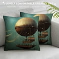 thumbnail image 3 of JRXY  Fantasy Throw Pillow Cushion Cover, Surreal Sky Scenery Steampunk Airship Sci Fi Stardust Space Image, Decorative Square Accent Pillow Case, , Teal and Brown White, 3 of 5