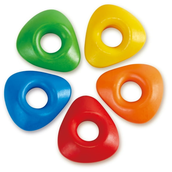 Hape: Easy-Grip Crayons - 5pc Vibrant Colors, Unique Shape With Center Hole For Small Hands, Non-Toxic, Coloring Art Supplies, Toddlers & Kids Ages 2