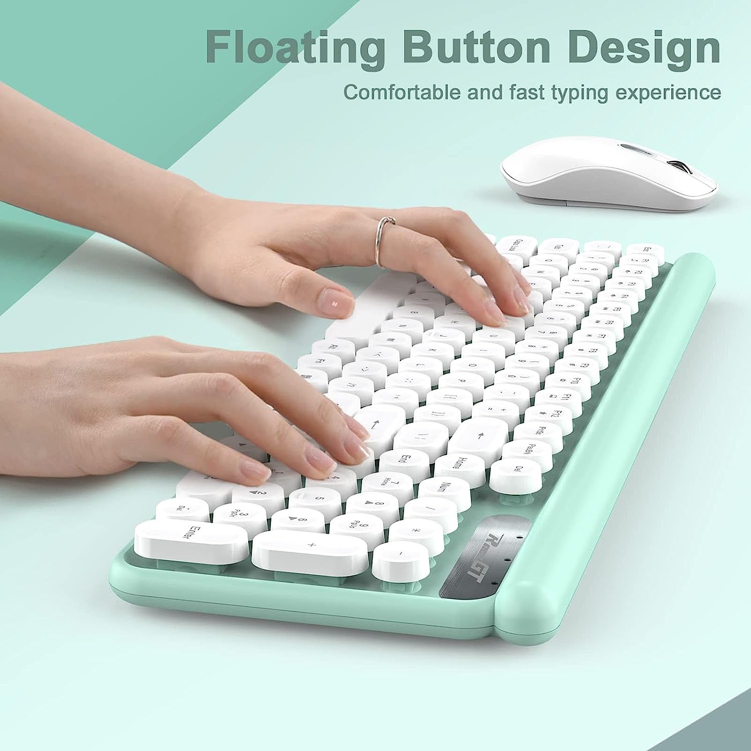 RaceGT Wireless Typewriter Keyboard and Mouse, Green photo 4