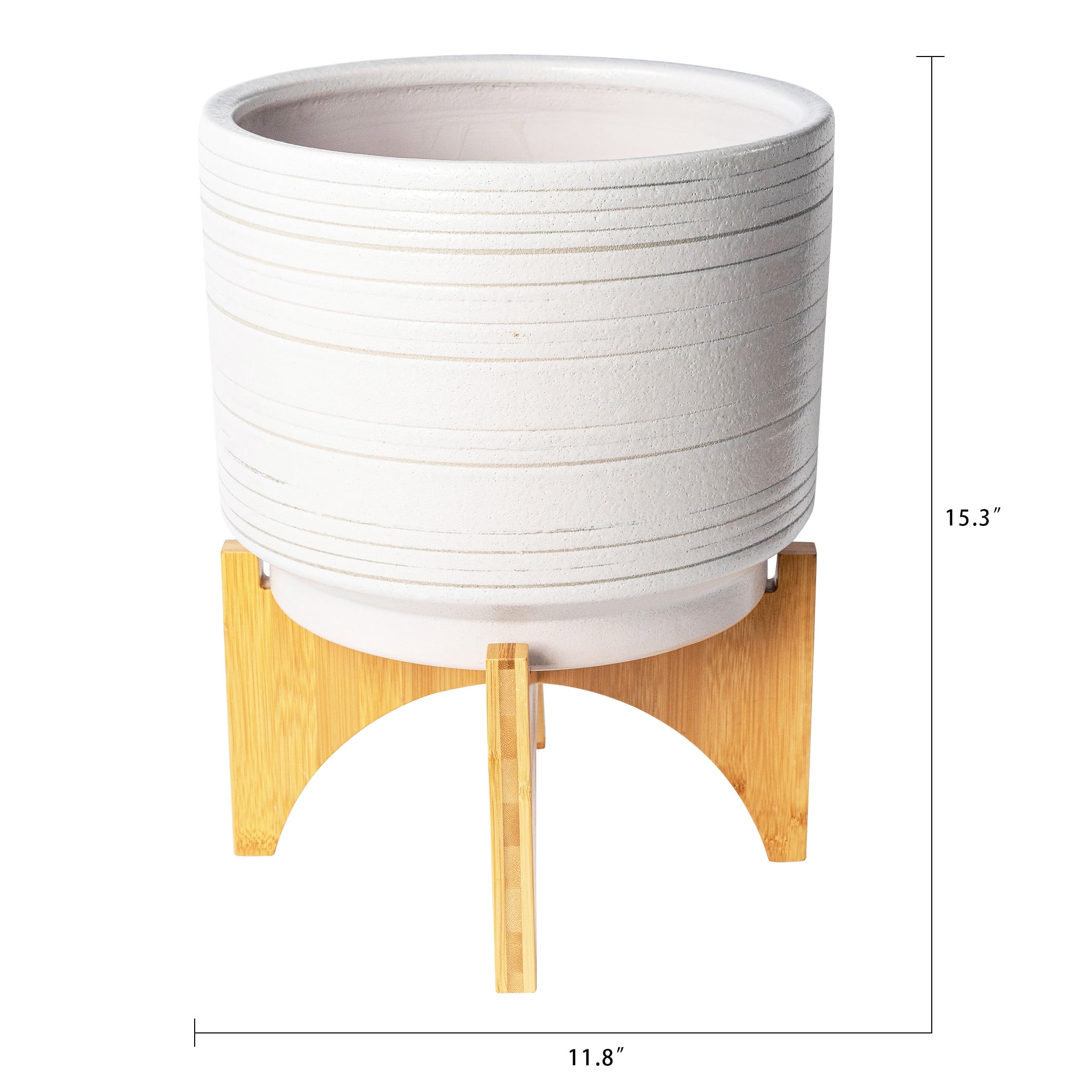 Better Homes & Gardens Pottery 12" Teramo Ceramic Pot with Stand, White