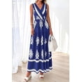 thumbnail image 4 of PRETTYGARDEN Womens Floral Maxi Dress Sleeveless Vneck Belt Ruffle Long Dresses Boho Summer Beach Vacation Clothes, 4 of 10
