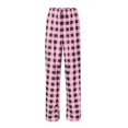 thumbnail image 5 of DENGDENG Womens Plaid Pj Pants Plaid Cute Pajamas Joggers Lounge Sleep Bottoms Plus Size Checkered Pants Comfy Drawstring Wide Leg Pant 2024 Pink 3XL, 5 of 5