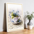 Blue Flowers Canvas Wall Art for Living Room, Tea Cups Spring Plant ...