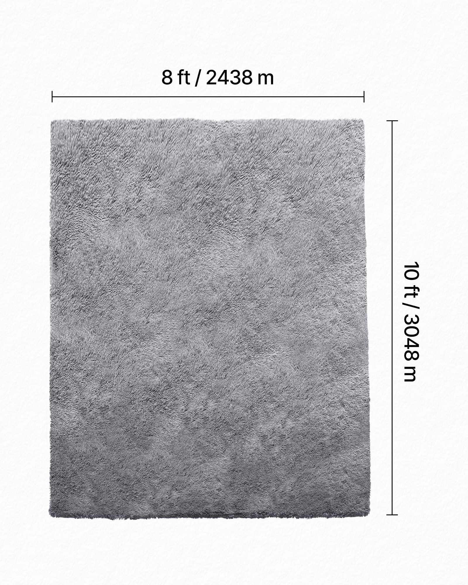 VEVOR Indoor Plush Area Rugs, 8 x 10 ft Soft Plush Carpet, Furry Shag Area Rugs for Living Room, Bedroom, Sunroom, Modern Home Decor Aesthetic, Non-Shedding, Non-Woven, Slip-Resistant, Smoke Gray
