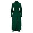 thumbnail image 6 of Xdegoge Long Sleeve Asymmetric Midi Dress for Women, Wrap Front High Neck Flowy Dresses with Pockets Office and Evening Wear, 6 of 7