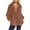 Coffee, variant on Women's Cozy Soft Jacket Stand Collar Pullover Casual Outerwear For Fall And Winter Cold Weather Comfort Warmth