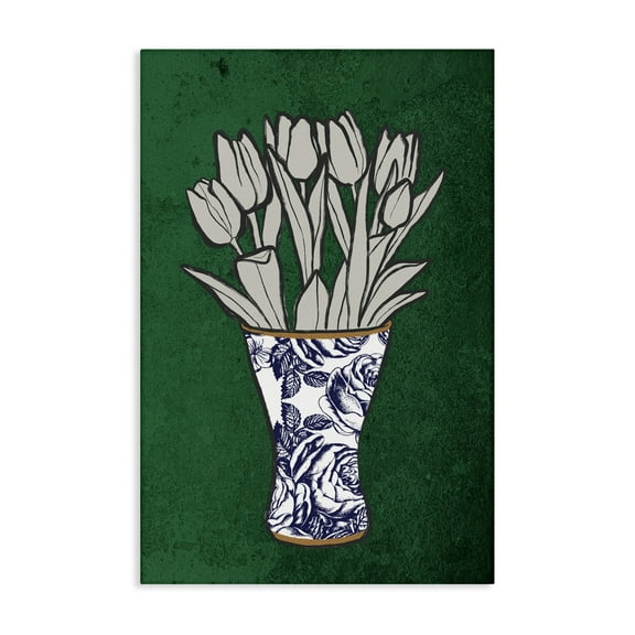 Stupell Industries Tulip Bouquet Vase Botanical & Floral Painting Gallery Wrapped Canvas Art Print Wall Art, 16 x 24