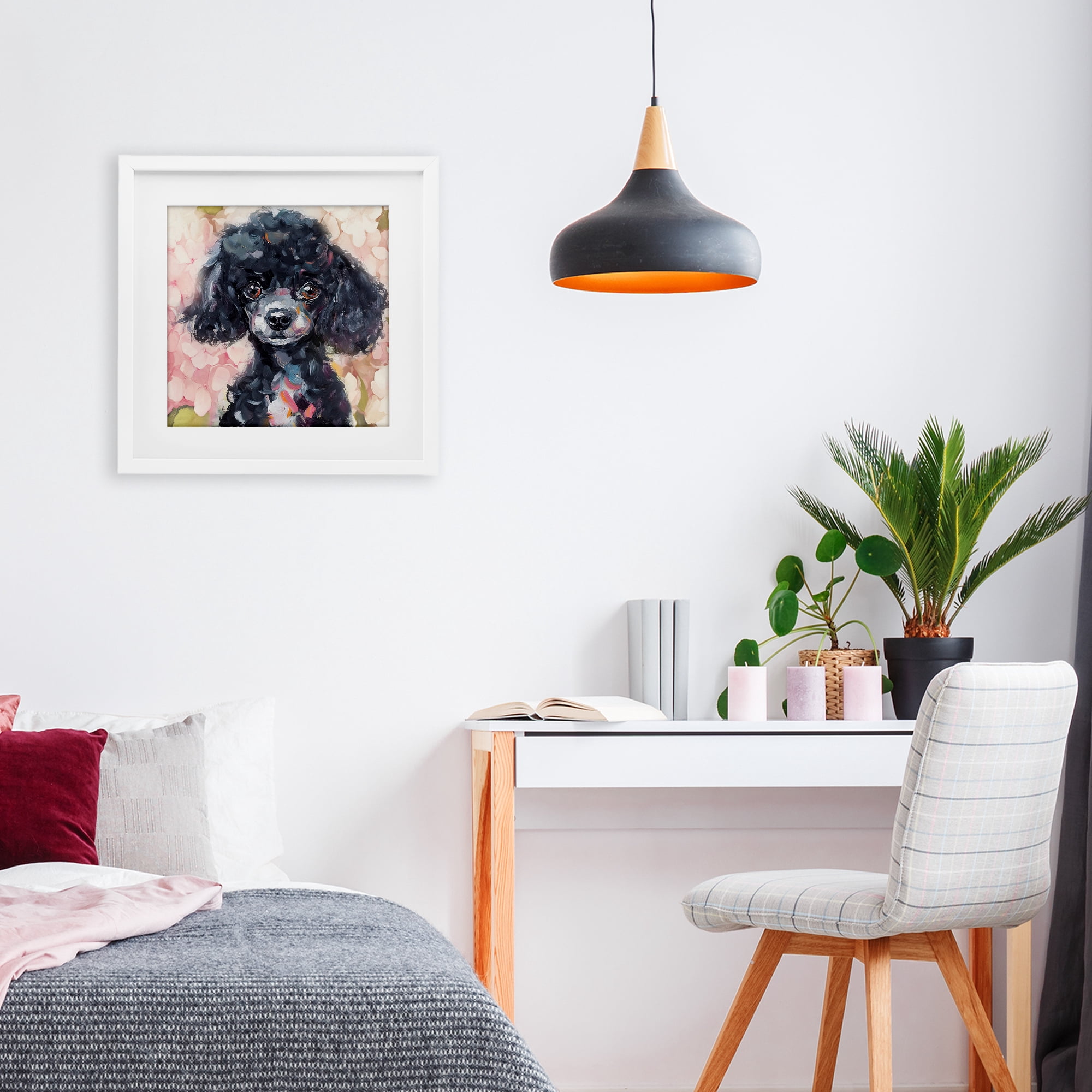 Stupell Industries Little Black Poodle White Framed Print Under Glass, design by Tina LeCour