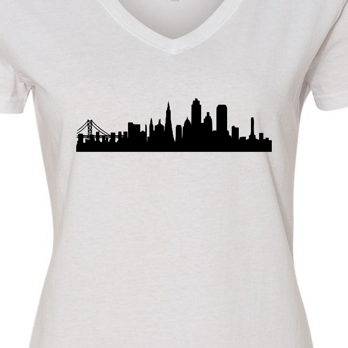 Inktastic San Francisco Skyline Women's V-Neck T-Shirt - image 3 of 4