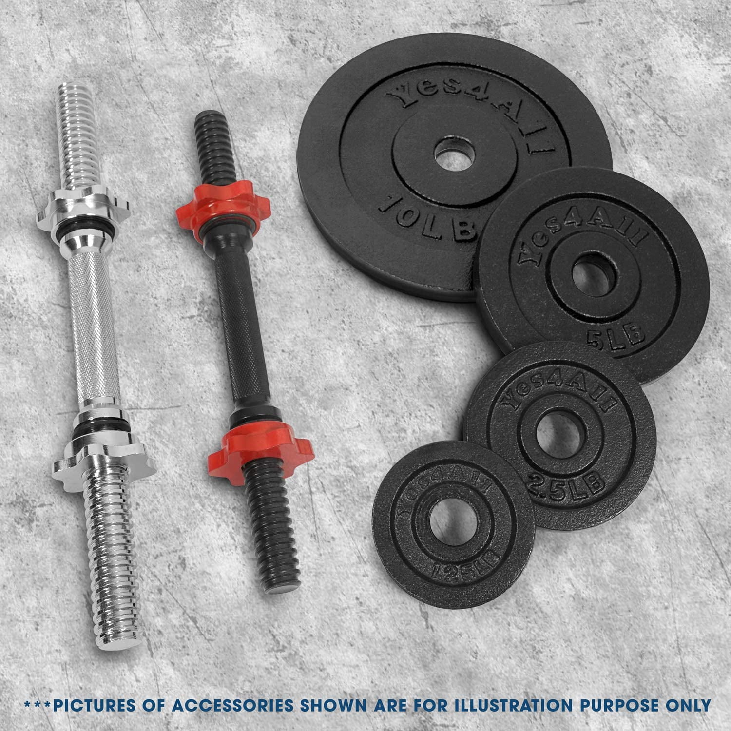 Yes4All 1.15 inch Cast Iron Weight Plates Set for Dumbbells, Standard Dumbbell Plates Set (1.25 + 2.5 + 5) lbs - Pair
