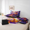 thumbnail image 5 of Homewish 3D Leaf Botanical Twin Bedding Sets 7-Piece, Purple Orange Bedding Comforter Set, Teens Kids Adult Women Reversible Sheet Sets, Lightweight Room Decor, 5 of 7
