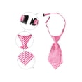 thumbnail image 3 of INSPIRE CHIC Corbata de uniforme linda preatado de rayas cortas para mujeres, casual escolar, talla única, rosa caliente, 3 of 6