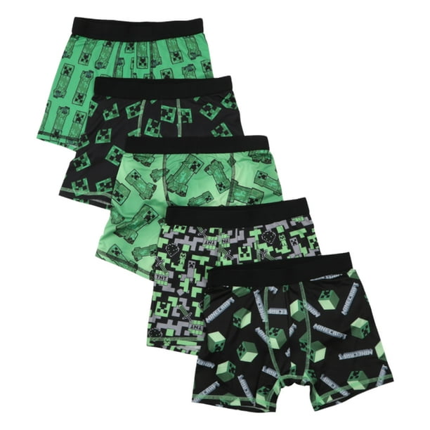 Boys Minecraft Creeper 3 Pack Hipster Boxer Trunk Fit Underpants 6