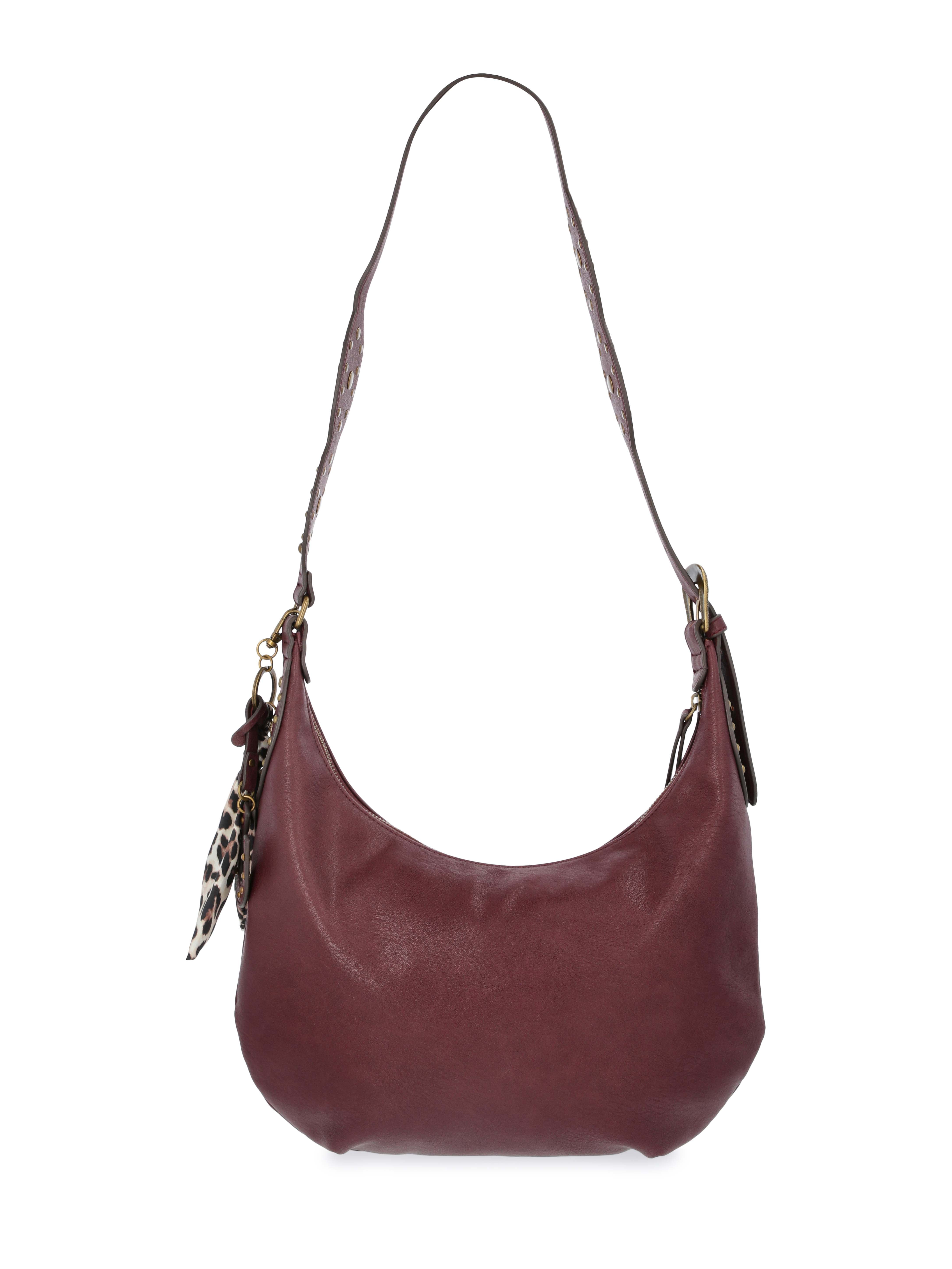 Jessica Simpson Women's Daphne Faux Leather Hobo Handbag, Pinot Noir
