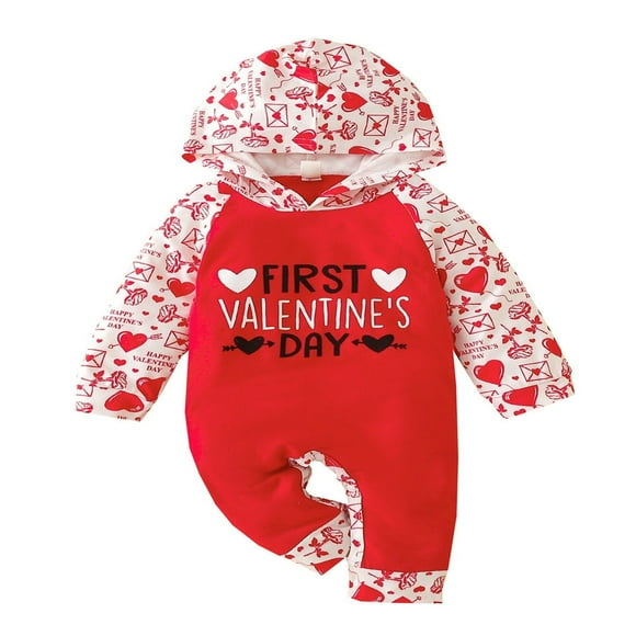 EIMELI Newborn Boys Girls Valentine‘s Day Romper Cotton Jumpsuit Long Sleeve Spring Fall Baby Outfit White 12-18 Months