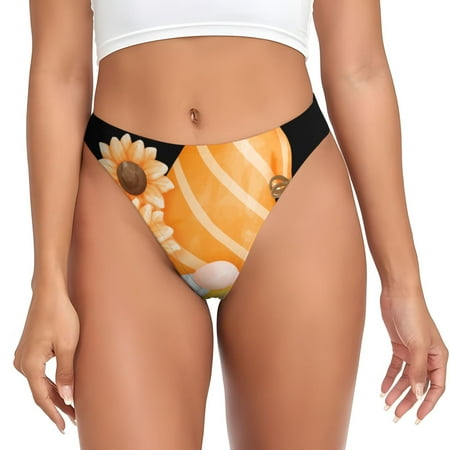 Sigee Sunflower Gnomes 2 for Women s G-String Panty  Low Rise  Soft Lace Perfect for Everyday Wear or Special Occasions-3X-Large