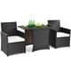 thumbnail image 5 of Juego de Comedor para Patio de 3 Piezas Costway Ratán PE Blanco con Mesa de Vidrio Templado y Sillas Acolchadas, 5 of 5