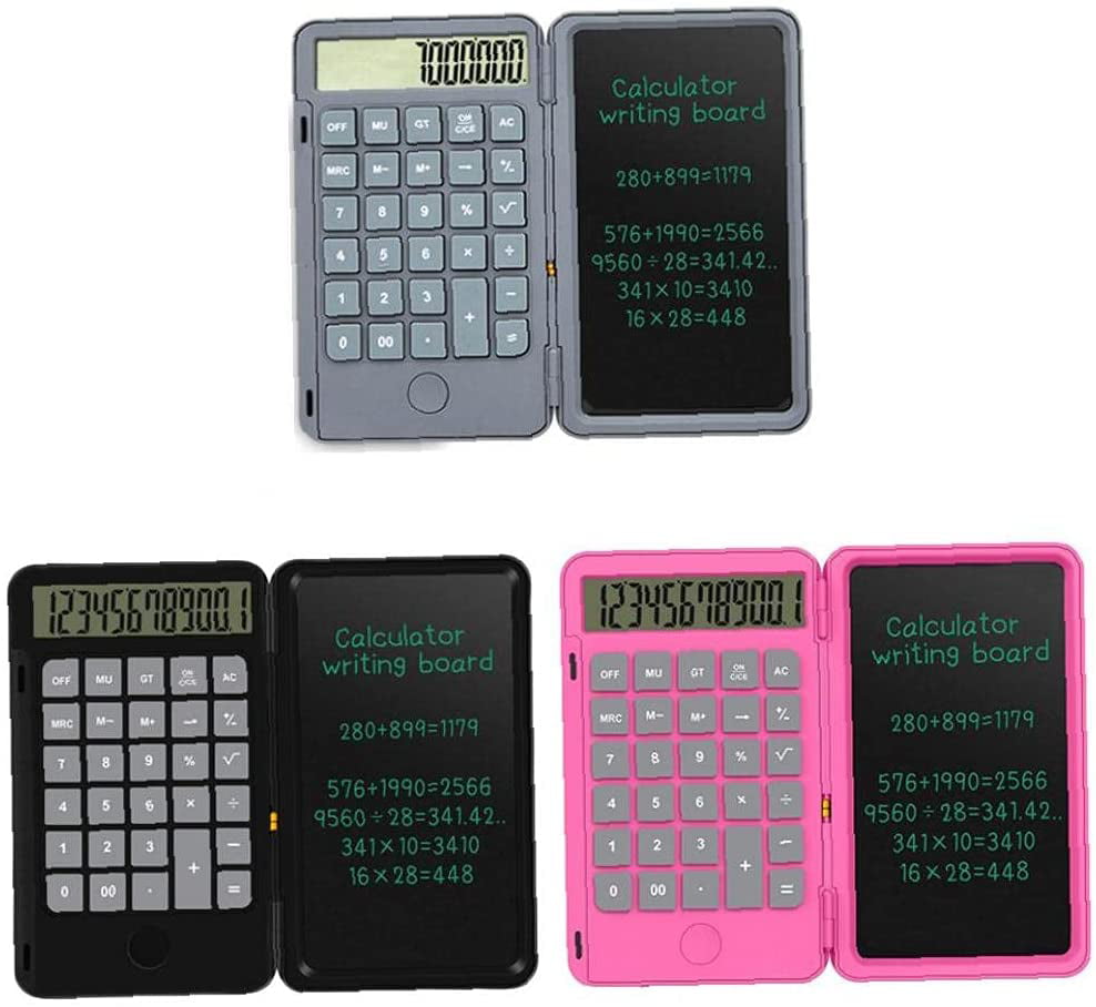 Calculator Writing Tablet Foldable Handwriting Board LCD Calculator for Children Adults Home Office School Use Black,Typewriter Word Processor