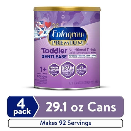 Enfagrow Premium Gentlease Toddler Nutritional Drink, For Easing Fussiness, Gas & Crying, 29.1 Oz Can, 4 Count
