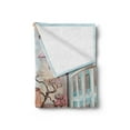 thumbnail image 2 of Landscape Soft Flannel Fleece Blanket, Watercolored Effect Street with Paved Stones Rocks Tower Houses People Rural Art, Cozy Plush for Indoor and Outdoor Use, 60" x 80", Multicolor, by Ambesonne, 2 of 5