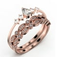 thumbnail image 3 of Dazzling Minimalist 2.05 Carat Pear Cut Diamond Moissanite Classic Engagement Ring, Affordable Wedding Ring in 925 Sterling Silver With 18k Rose Gold Plating, Trio Set, Matching Band, 3 of 4