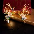 thumbnail image 3 of Christmas Light Up Antler Headband, Antler Headpiece for Holidays, Metal Cotton Rayon Handiwork Crown, Artificial Leaves and Flowers Headband, Packaged Hair Bands for Christmas, 3 of 8