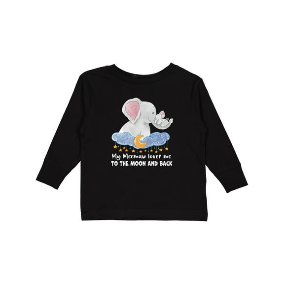 Inktastic My Meemaw Loves me to the Moon and Back Elephant Family Boys or Girls Long Sleeve Toddler T-Shirt