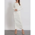 thumbnail image 3 of Faithtur Robe Longue Moulante pour Femmes Couleur Unie Col Rond Manches Longues Printemps Automne Mode Robe Tricotée, 3 of 9