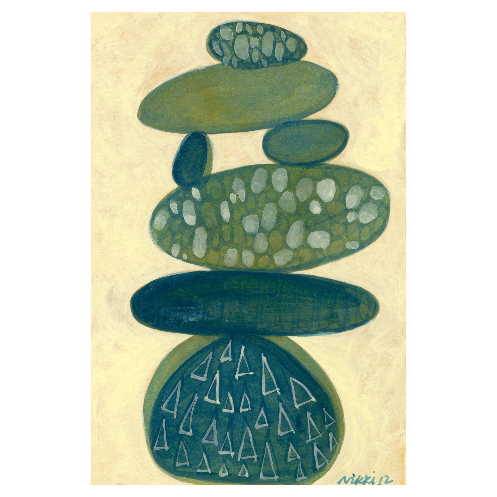 Marmont Hill "Blue Stack" by Nikki Galapon Painting Print on Wrapped Canvas
