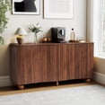 thumbnail image 6 of WIRRYTOR 57" Curved Fluted Kitchen Sideboard Buffet Cabinet, Mid-Century Modern Credenza with Solid Ball Legs for Dining Room Living Room, Walnut, 6 of 13