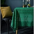 thumbnail image 4 of Nvzi Mantel de encaje de algodón hecho a mano con borlas rectangulares para mesa de cocina, comedor, decoración de mesa, 55 x 86 pulgadas (verde), 4 of 5