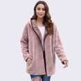 thumbnail image 4 of longantii Hooded Fleece Jackets for Women Zip-Up Sherpa Cardigan Coat Fuzzy Plush Long Sleeve Mid-Length Outerwear Pockets Casual Trendy Cozy Fall Winter, 4 of 4