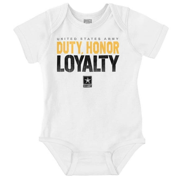 United States Army Duty Honor Loyalty Romper Boys or Girls Infant Baby Brisco Brands 12M