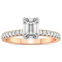 1 Carat IGI Certified Emerald Shape Lab Grown Diamond Engagement Ring | 14K Rose Gold |Serena Eternity Diamond Ring | FG-VS1-VS2 Quality Friendly Diamonds