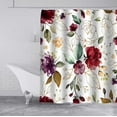 thumbnail image 4 of Burgundy Floral Shower Curtain, Spring Elegant Gold Glitter Rose Purple Peony Flower Green Leaves Plant Shabby Chic Women Bathroom Decor, Waterproof Fabric White Shower Curtain, 72 X 72 Inch, 4 of 5