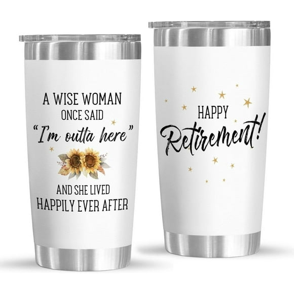 Cadeau de Retraite pour Femme 2025 Gobelet Joyeuse Retraite 20 Oz "Une Femme Sage A Dit une Fois" Gobelet Retraité Cadeaux pour Collègues Infirmières Patrons Mamans Sœurs Enseignants Décorations de Fête Idéales