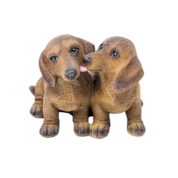 Resin Dachshund Puppy Figurine - Realistic Dog Statue for Home Decor - Rustic Farmhouse Style Animal Sculpture - Pet Memorial Ornament - Birthday Gift for Doxie Lovers