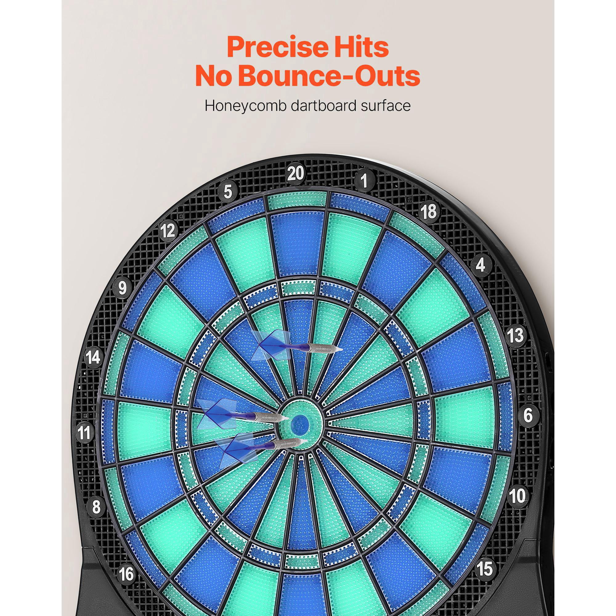 Electronic Dart Board LED Illuminated Target with 48 Games 500 Variations 6 Dart Shafts Flights 50 Soft Tips Cricket Scoring LCD Screen Supports 8 Players