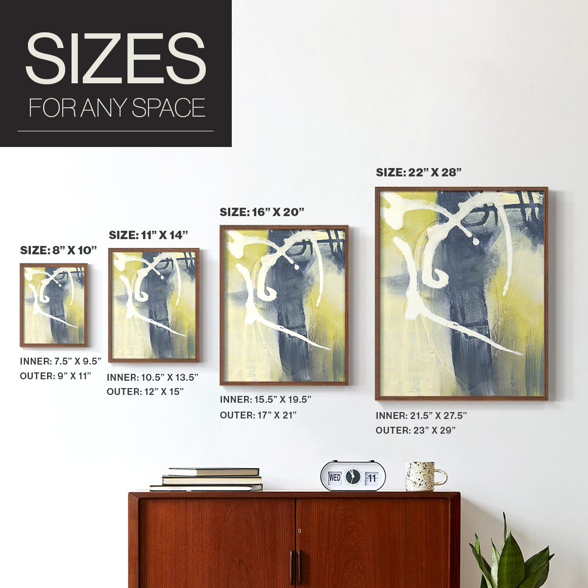 Delightful II Framed Print in Solid Wood 16 x 20 NO NAIL HANGING