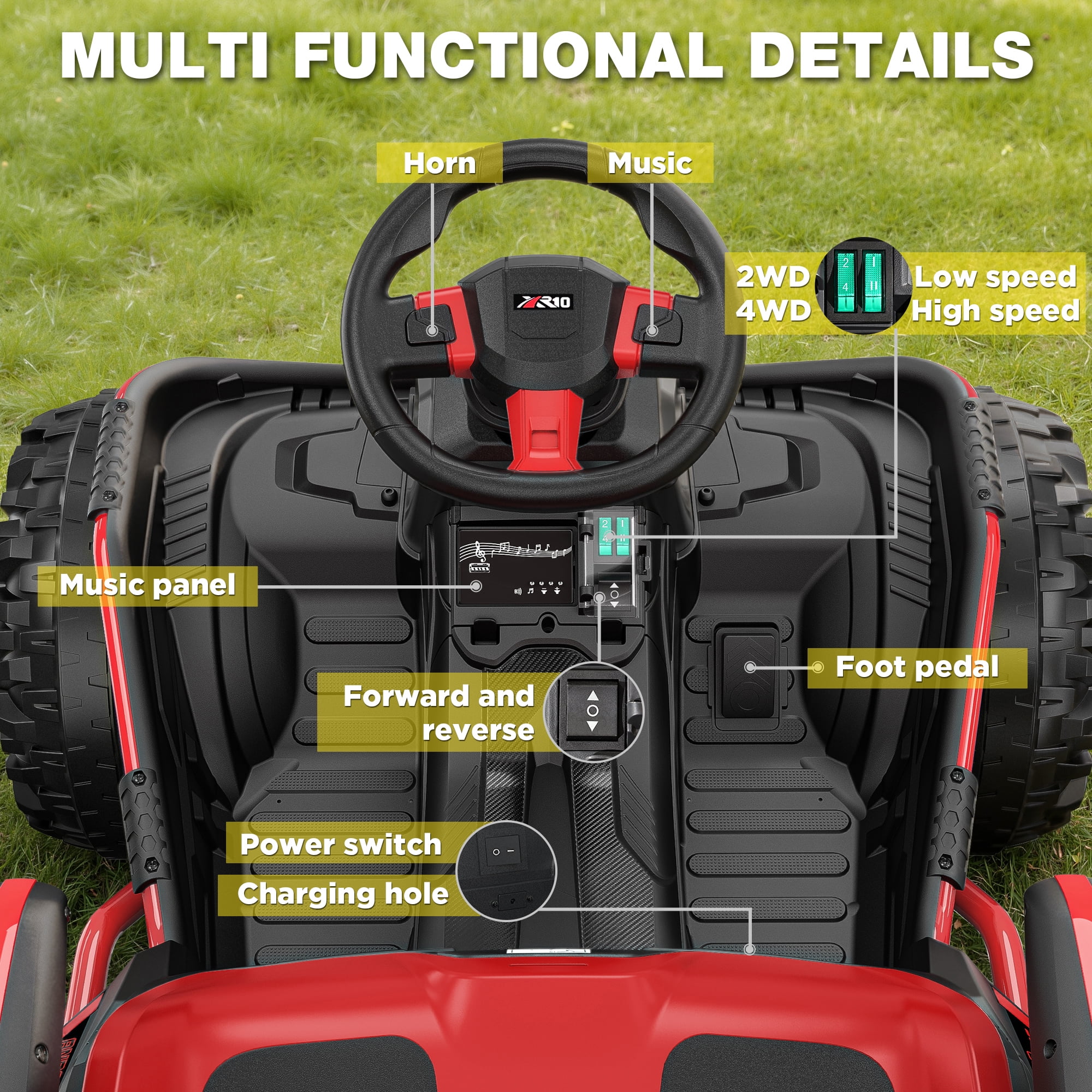 East doll 24V Big Kids Ride on Toys, Electric Power Ride on Car for Kids Age 3-8, 4 Wheeler, 4WD 800W Motors ATV for Kids, 5MPH, Parent Remote, Music, Red