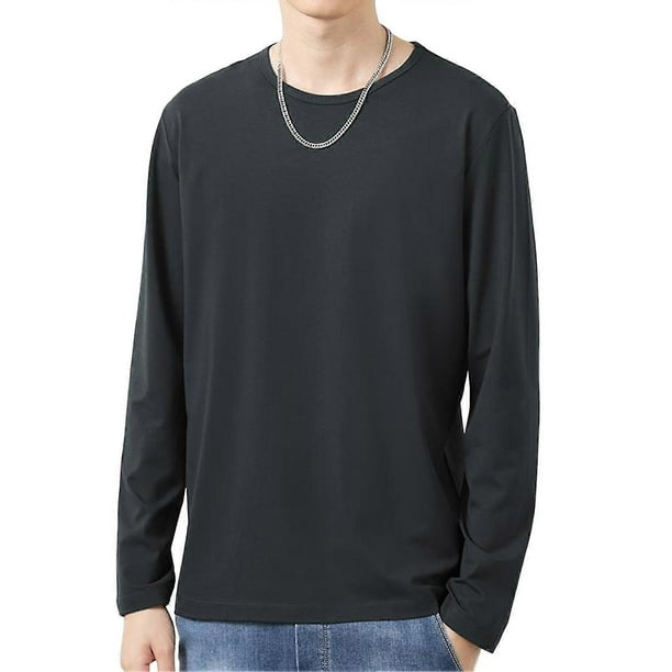 Camiseta de manga larga con cuello redondo para hombre, top de otoño, ropa de diario s20241224643