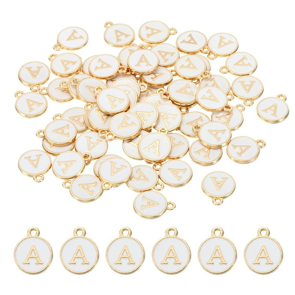 Uxcell Letter Charm A, 60Pcs Double Sided Alphabet Initial Charm Pendants Beads White