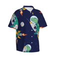 thumbnail image 2 of Balery Astronaut Dinosaur and Space Print Men's Hawaiian Shirts Short Sleeve Beach Shirt Relaxed Fit Vacation Button Down Shirts-XX-Large, 2 of 9
